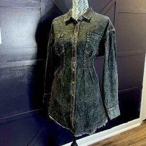 Free People Female Alpha Denim Women's Mini Dress Raw Hem Black size small